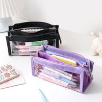Solid Color Pvc Class Learning Simple Style Pencil Case main image 3
