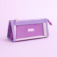 Solid Color Pvc Class Learning Simple Style Pencil Case sku image 2