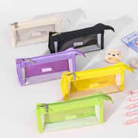 Solid Color Pvc Class Learning Simple Style Pencil Case main image 2