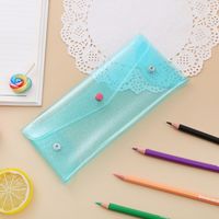 Solid Color Pvc Class Learning Simple Style Pencil Case sku image 4