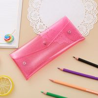 Solid Color Pvc Class Learning Simple Style Pencil Case sku image 2