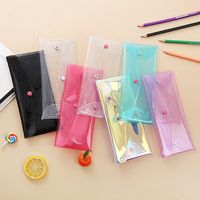Solid Color Pvc Class Learning Simple Style Pencil Case main image 1