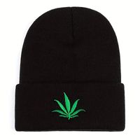 Unisexo Hip Hop Retro Estilo Simple Hoja De Arce Bordado Sin Alero Gorro De Lana main image 3