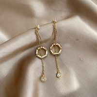 1 Pair Elegant Geometric Inlay Alloy Artificial Rhinestones Gold Plated Drop Earrings main image 5
