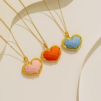 Wholesale Elegant Heart Shape Stainless Steel Resin Plating 18k Gold Plated Pendant Necklace main image 6