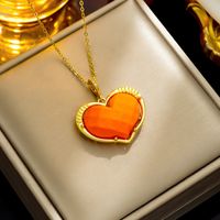 Wholesale Elegant Heart Shape Stainless Steel Resin Plating 18k Gold Plated Pendant Necklace main image 2