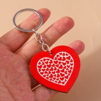 Romantic Heart Shape Wood Zinc Alloy Valentine's Day Keychain sku image 2