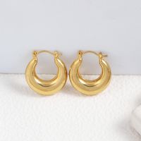 1 Paire Style Simple Rond Couleur Unie Placage Le Cuivre Alliage De Cuivre Plaqué Or 18k Des Boucles D'oreilles main image 8