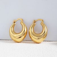1 Paar Einfacher Stil Runden Einfarbig Überzug Kupfer Kupferlegierung 18 Karat Vergoldet Ohrringe main image 5