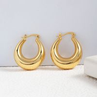 1 Paar Einfacher Stil Runden Einfarbig Überzug Kupfer Kupferlegierung 18 Karat Vergoldet Ohrringe main image 10