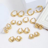 1 Paire Style Simple Rond Couleur Unie Placage Le Cuivre Alliage De Cuivre Plaqué Or 18k Des Boucles D'oreilles main image 1