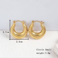 1 Paar Einfacher Stil Runden Einfarbig Überzug Kupfer Kupferlegierung 18 Karat Vergoldet Ohrringe sku image 1