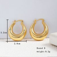 1 Paar Einfacher Stil Runden Einfarbig Überzug Kupfer Kupferlegierung 18 Karat Vergoldet Ohrringe sku image 4