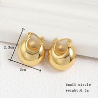 1 Paar Einfacher Stil Runden Einfarbig Überzug Kupfer Kupferlegierung 18 Karat Vergoldet Ohrringe sku image 2