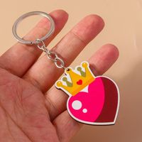 Romantic Heart Shape Wood Zinc Alloy Valentine's Day Keychain sku image 4