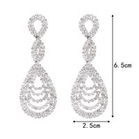 1 Par Elegante Brillante Geométrico Embutido Aleación Diamantes De Imitación Plateado Pendientes De Gota main image 2