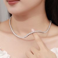 Elegant Classic Style Solid Color Sterling Silver Plating Inlay Zircon 18k Gold Plated Necklace main image 8