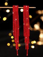 1 Pair Elegant Shiny Solid Color Inlay Alloy Rhinestones Drop Earrings main image 3