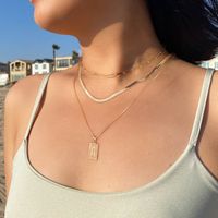 Hip-hop Cool Style Letter Rectangle Copper Plating 14k Gold Plated Layered Necklaces main image 9