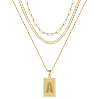 Hip-hop Cool Style Letter Rectangle Copper Plating 14k Gold Plated Layered Necklaces main image 4