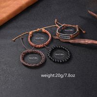 Retro Letter Pu Leather Patent Leather Beaded Braid Men's Bracelets main image 5