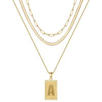 Hip-hop Cool Style Letter Rectangle Copper Plating 14k Gold Plated Layered Necklaces sku image 1