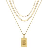 Hip-hop Cool Style Letter Rectangle Copper Plating 14k Gold Plated Layered Necklaces sku image 2