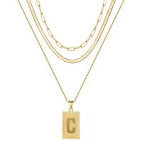 Hip-hop Cool Style Letter Rectangle Copper Plating 14k Gold Plated Layered Necklaces sku image 3