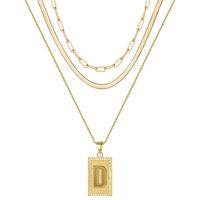 Hip-hop Cool Style Letter Rectangle Copper Plating 14k Gold Plated Layered Necklaces sku image 4