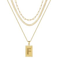 Hip-hop Cool Style Letter Rectangle Copper Plating 14k Gold Plated Layered Necklaces sku image 6
