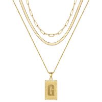 Hip-hop Cool Style Letter Rectangle Copper Plating 14k Gold Plated Layered Necklaces sku image 7