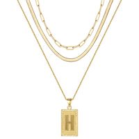 Hip-hop Cool Style Letter Rectangle Copper Plating 14k Gold Plated Layered Necklaces sku image 8