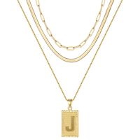 Hip-hop Cool Style Letter Rectangle Copper Plating 14k Gold Plated Layered Necklaces sku image 10