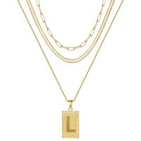 Hip-hop Cool Style Letter Rectangle Copper Plating 14k Gold Plated Layered Necklaces sku image 12