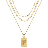 Hip-hop Cool Style Letter Rectangle Copper Plating 14k Gold Plated Layered Necklaces sku image 16