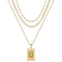 Hip-hop Cool Style Letter Rectangle Copper Plating 14k Gold Plated Layered Necklaces sku image 17