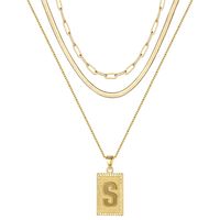 Hip-hop Cool Style Letter Rectangle Copper Plating 14k Gold Plated Layered Necklaces sku image 19