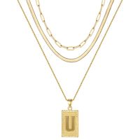 Hip-hop Cool Style Letter Rectangle Copper Plating 14k Gold Plated Layered Necklaces sku image 21