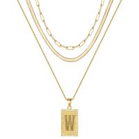 Hip-hop Cool Style Letter Rectangle Copper Plating 14k Gold Plated Layered Necklaces sku image 23