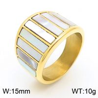 Exaggerated Simple Style Rectangle Titanium Steel Shell Wide Band Ring In Bulk sku image 2