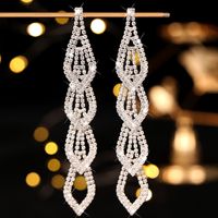 1 Pair Simple Style Commute Solid Color Inlay Alloy Rhinestones Drop Earrings main image 3