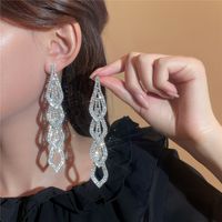 1 Pair Simple Style Commute Solid Color Inlay Alloy Rhinestones Drop Earrings main image 1