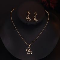 Simple Style Commute Butterfly Copper Plating Inlay Zircon 18k Gold Plated Women's Earrings Necklace main image 2
