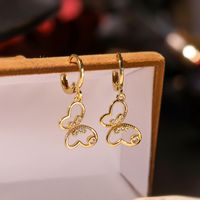 Simple Style Commute Butterfly Copper Plating Inlay Zircon 18k Gold Plated Women's Earrings Necklace sku image 1