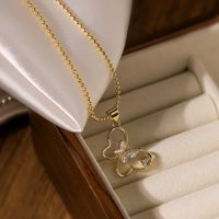 Simple Style Commute Butterfly Copper Plating Inlay Zircon 18k Gold Plated Women's Earrings Necklace main image 3