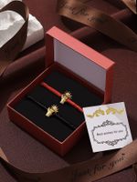Casual Simple Style Classic Style Heart Shape Symbol Dragon Synthetic Fibre Alloy Rhinestone Inlay Artificial Rhinestones Valentine's Day Couple Drawstring Bracelets main image 5