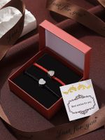 Casual Simple Style Classic Style Heart Shape Symbol Dragon Synthetic Fibre Alloy Rhinestone Inlay Artificial Rhinestones Valentine's Day Couple Drawstring Bracelets main image 7