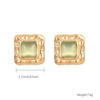 1 Pair Elegant Retro Square Polishing Plating Inlay Stainless Steel Opal Lapis Lazuli Gold Plated Ear Studs main image 8