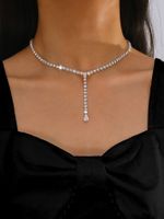 Wholesale Elegant Lady Solid Color Copper Inlay White Gold Plated Zircon Necklace sku image 1