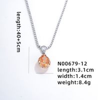 Wholesale IG Style Glam Simple Style Water Droplets Copper Plating Inlay Rhodium Plated Zircon Pendant Necklace main image 2